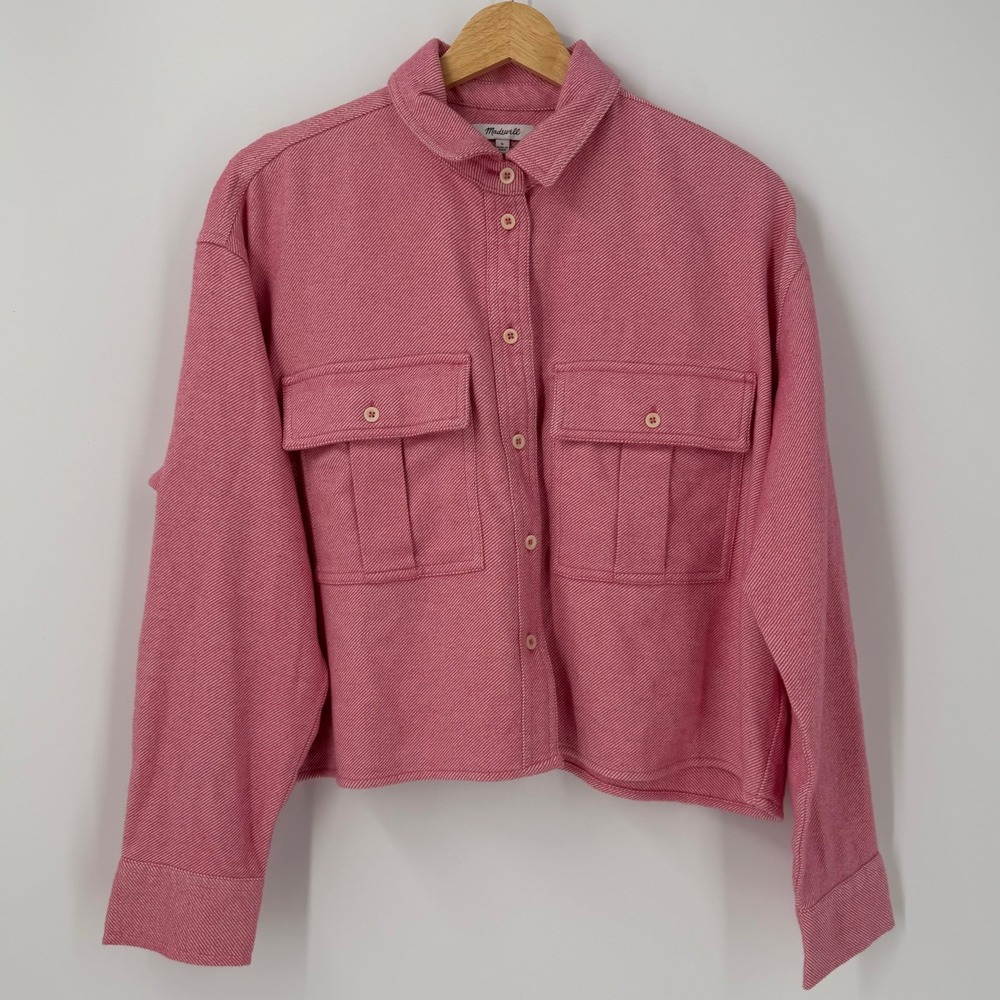 Madewell 100% Cotton Women's SZ Small Pink Overshirt Jacket Shacket Layering NEW